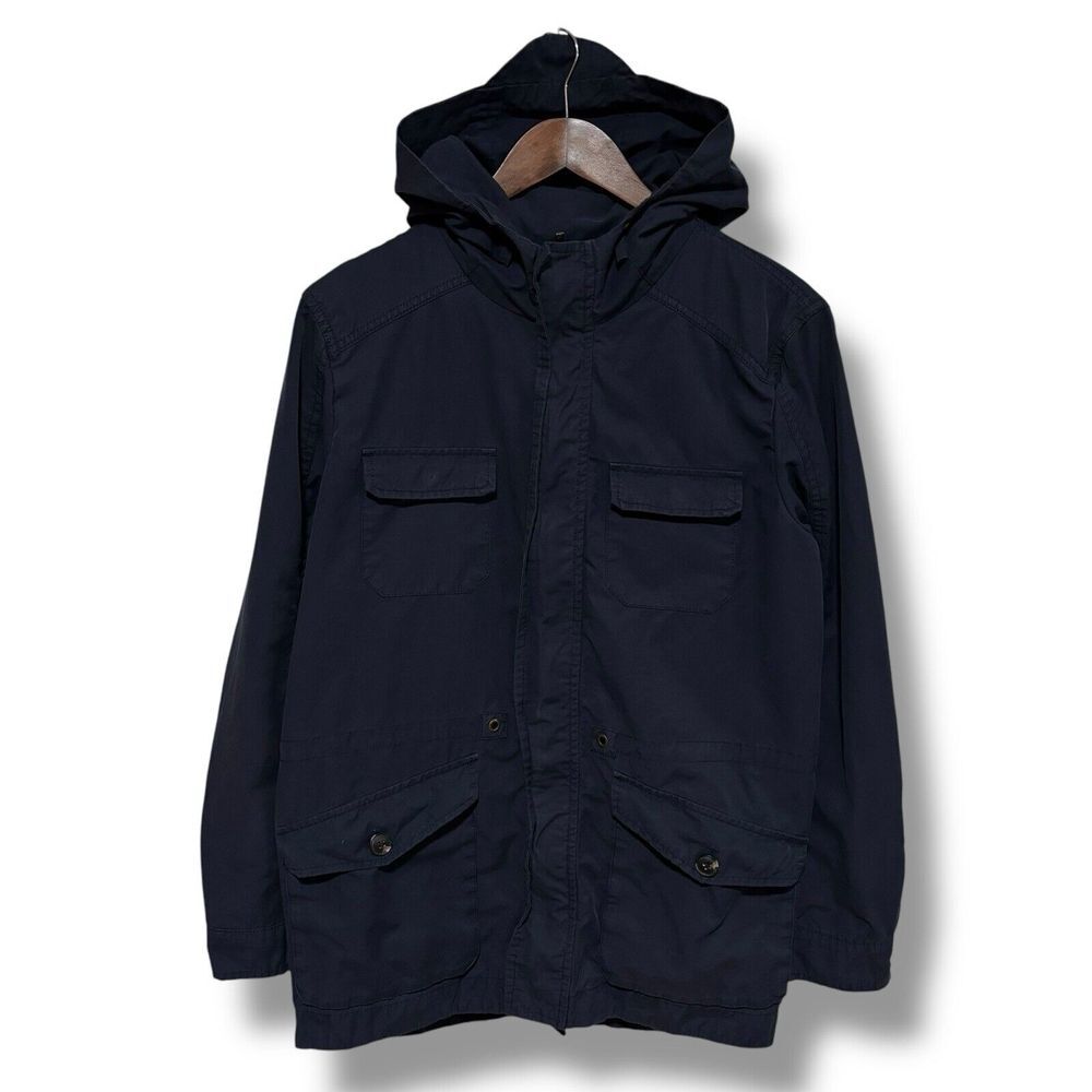 21 Men Los Angeles Herringbone‎ Hooded Coat Jacket Navy Blue Size Small 20 x 30